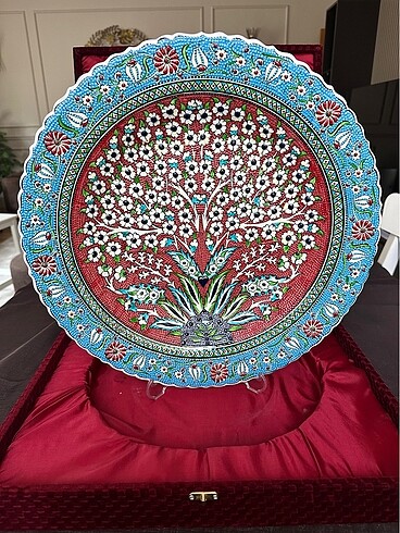 El Yapımı Kabartmalı Çini Desenli Dekoratif Tabak (41,5cm)