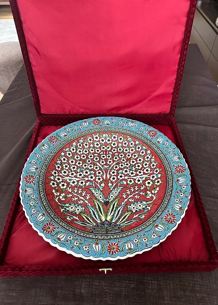 El Yapımı Kabartmalı Çini Desenli Dekoratif Tabak (41,5cm) - Görsel 2