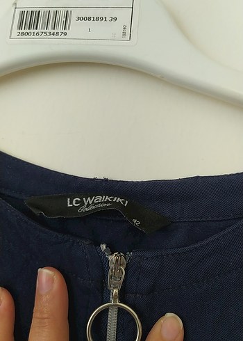 LC Waikiki Lacivert Uzun Keten Hamile Ceketi Fermuarlı
