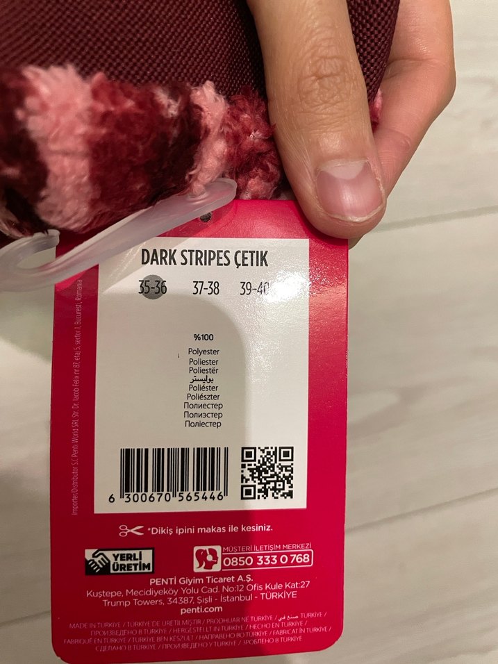 Bordo Örgü Sıcak Ev Patiği - Görsel 3