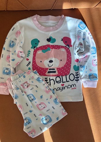 Pembe Renkli Baskılı Uzun Kollu Örgü Bebek Kıyafeti