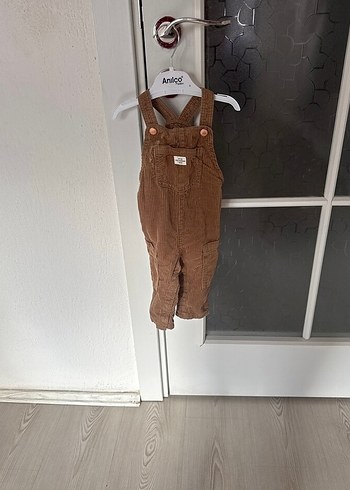 H&M Erkek Çocuk Kahverengi Süet Askılı Tulum