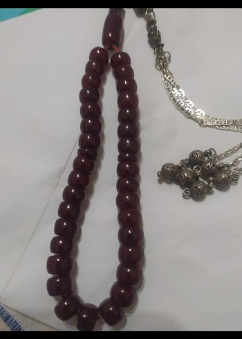  Bordo sıkma kehribar Tesbih