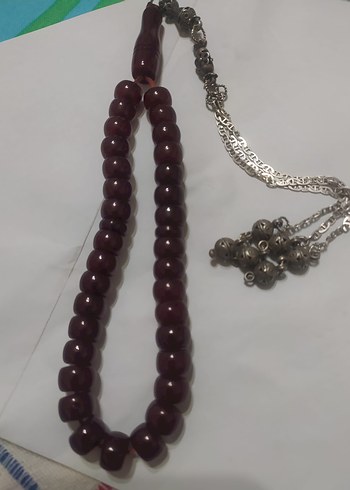 Bordo sıkma kehribar Tesbih