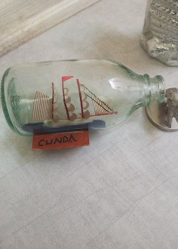 Gemi Figürlü Cam Şişe ve Metal Kapak ofis dekor parçaları - Görsel 10