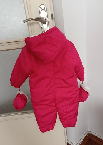 Diğer Kapüşonlu Pembe Nakışlı Bebek Tulumu