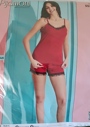 Kırmızı Mini Kadın Pijama Takımı