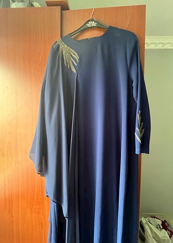 Abiye Lacivert Sifon Tesettur Elbise