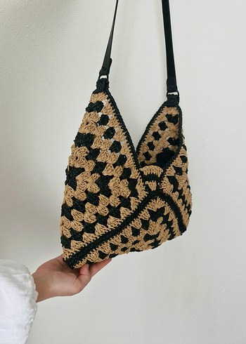 Beden kahverengi Renk motif Desenli Örgü Bohem Kadın Çanta
