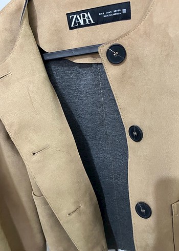 Zara Zara Düğmeli Bej Süet Kadın Ceket