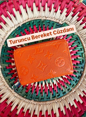 Louis Vuitton desenli yılbaşı turuncu cüzdan