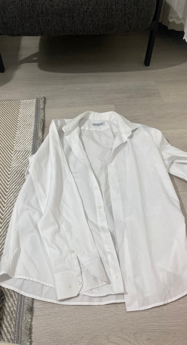 Kadın Beyaz Keten Uzun Kollu Gömlek - Görsel 2