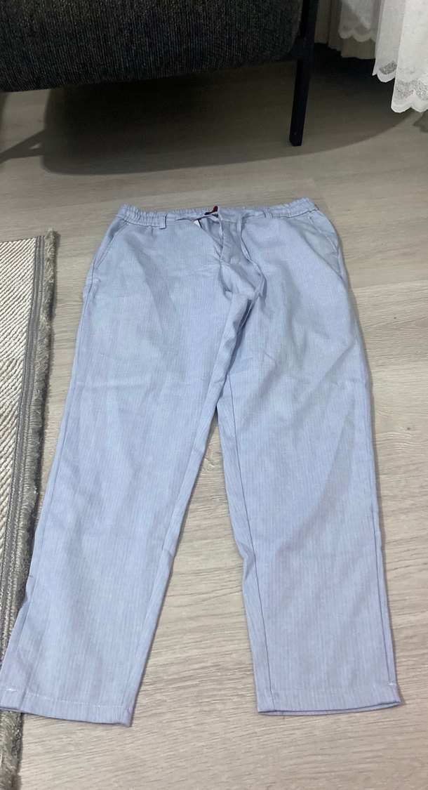 Gri Düğmeli Rahat Kesim Kadın Kot Pantolon - Görsel 3