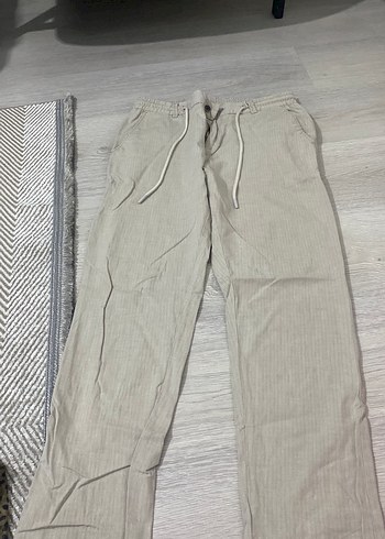 Bej Kadın Keten Salaş Pantolon