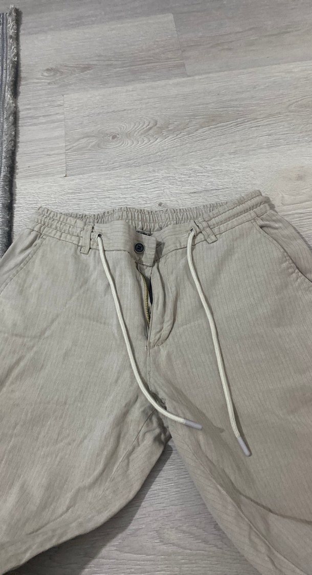 Bej Kadın Keten Salaş Pantolon - Görsel 3