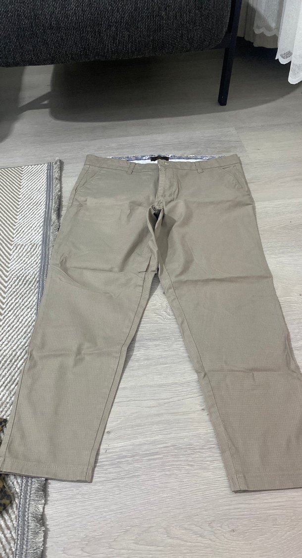 Bej Regular Fit Erkek Kemerli Pantolon - Görsel 2