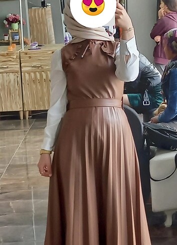 Deri şık elbise 