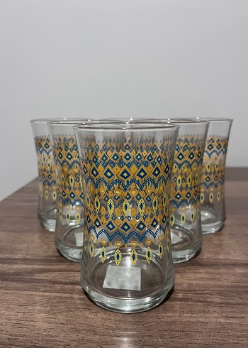 Renkli Desenli 6'lı Cam Bardak Seti