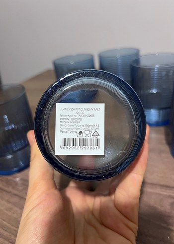 Lav Koyu Mavi Kabartmalı 6 lı lav helen su bardağı