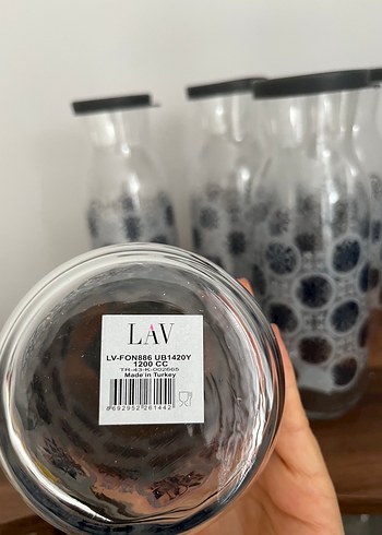 Lav Mavi Desenli Cam Sürahi adet