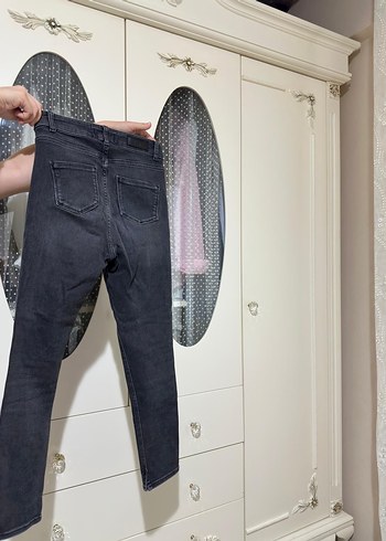 Diğer Gri Bağcıklı Midi Boy Kadın Denim Pantolon