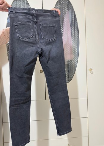 Diğer Gri Bağcıklı Kadın Denim Pantolon
