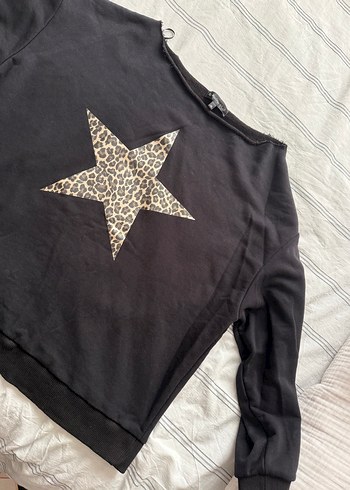Diğer Leopar Desenli Siyah Kadın Sweatshirt