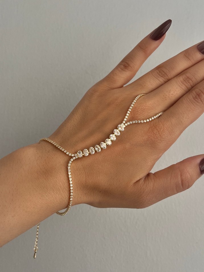 Altın Renkli Boncuklu Kadın El Zinciri - Görsel 2