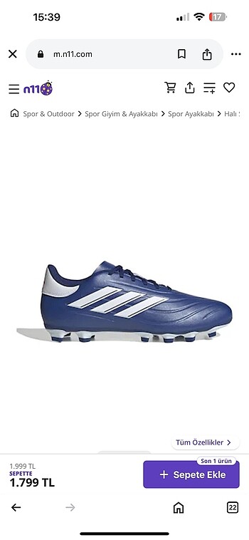38 Beden lacivert Renk Adidas krampon hiç giyilmedi