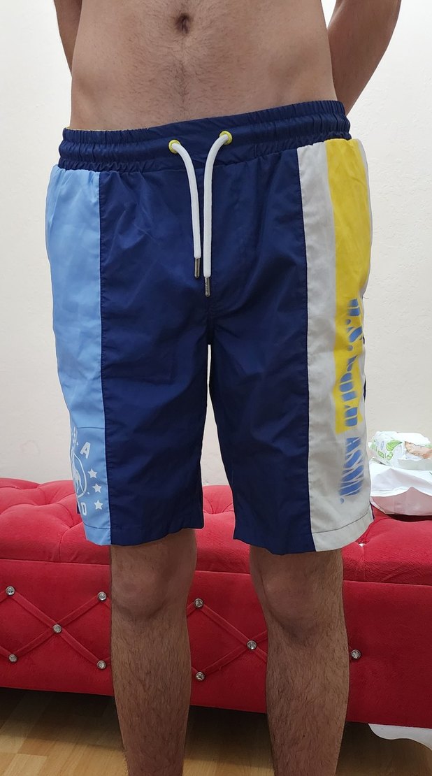 Erkek Mavi Renkli Mayo Spor Şort - Görsel 5