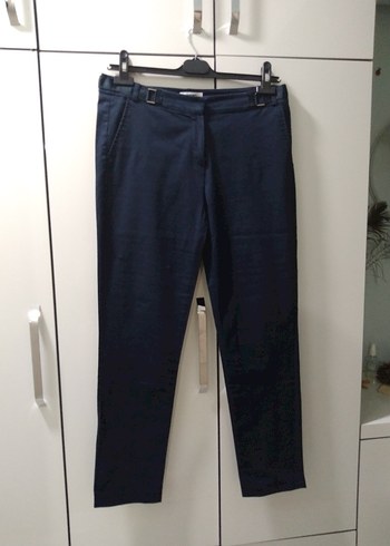 Kemerli Lacivert Kadın Denim Pantolon