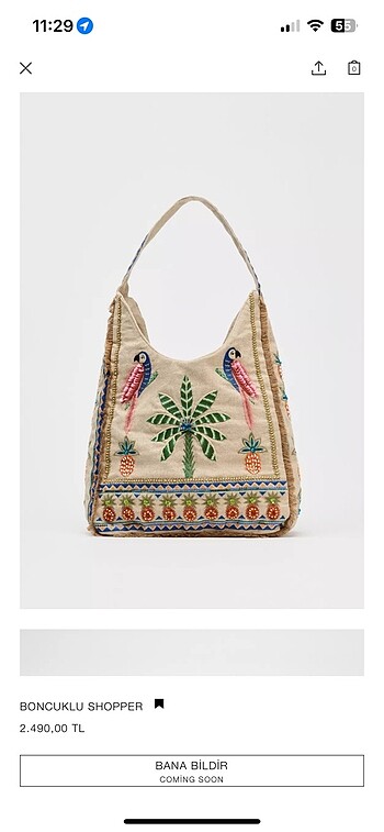 Zara boncuklu shopper çanta