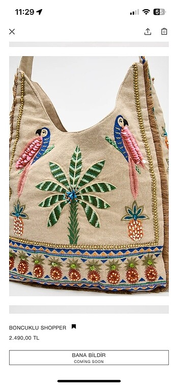 Zara Zara boncuklu shopper çanta