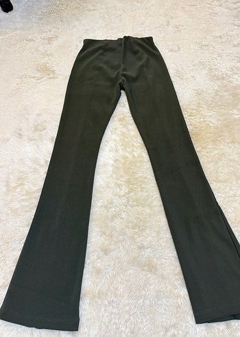 Fermuarlı Koyu Yeşil Dar Kesim Kadın Pantolon - Görsel 5