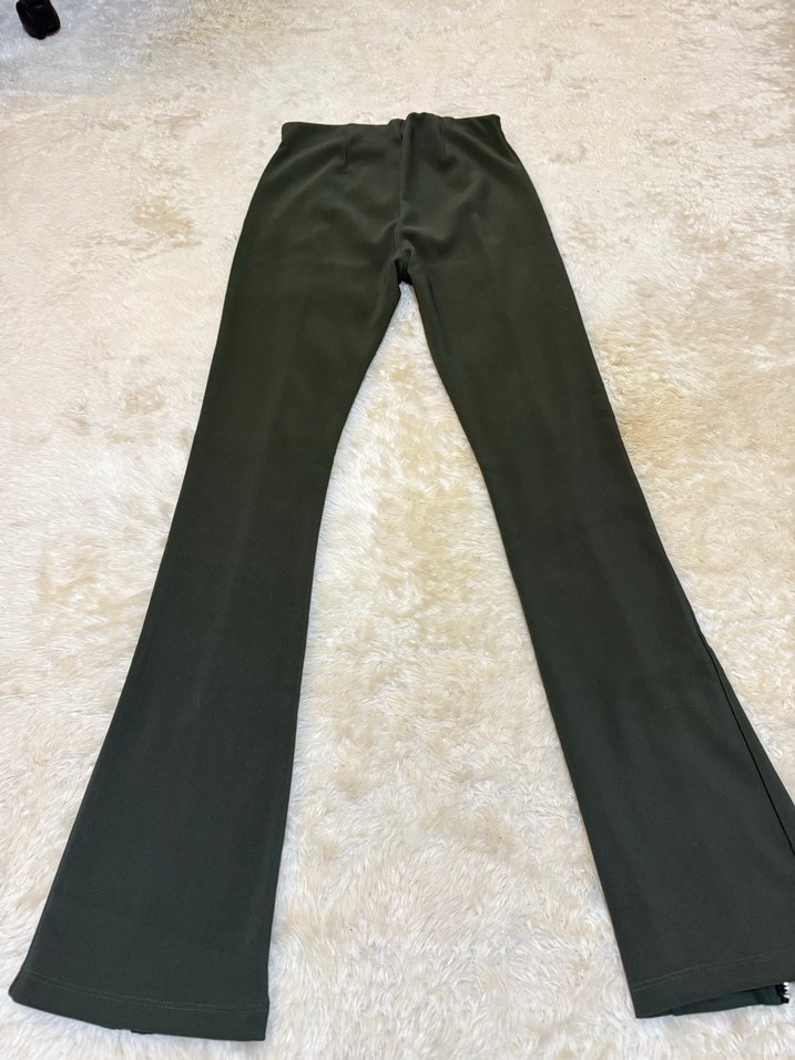 Fermuarlı Koyu Yeşil Dar Kesim Kadın Pantolon - Görsel 5