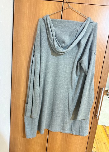 Gri Uzun Kollu Midi Triko Hırka - Görsel 2