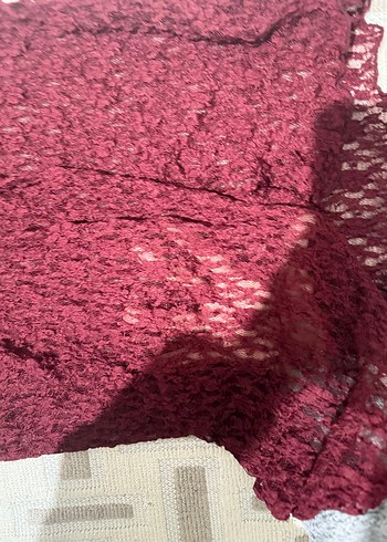 Bordo dantel elbise . - Görsel 2