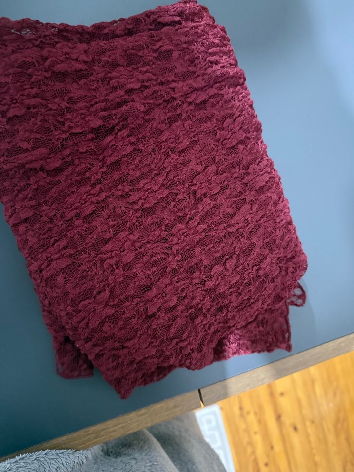 Bordo dantel elbise . - Görsel 3