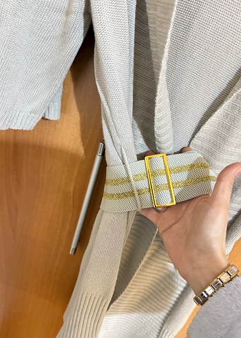 Bej Uzun Örgü Kadın Hırka - Görsel 6