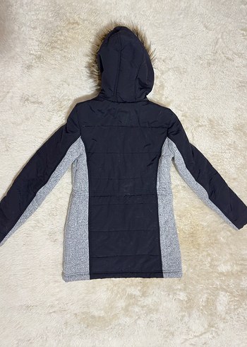 Gri Kadın Midi Kışlık Ceket Kapüşonlu - Görsel 2