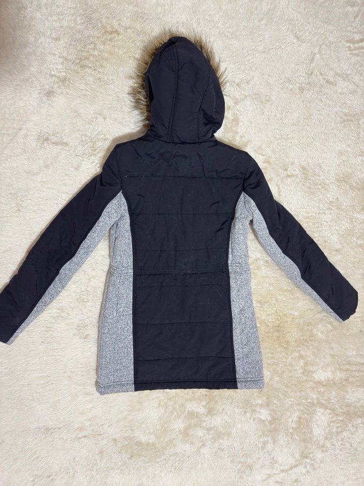 Gri Kadın Midi Kışlık Ceket Kapüşonlu - Görsel 2