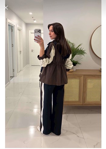 Kahverengi Deri Kemerli Kadın Eşofman Takımı - Görsel 2