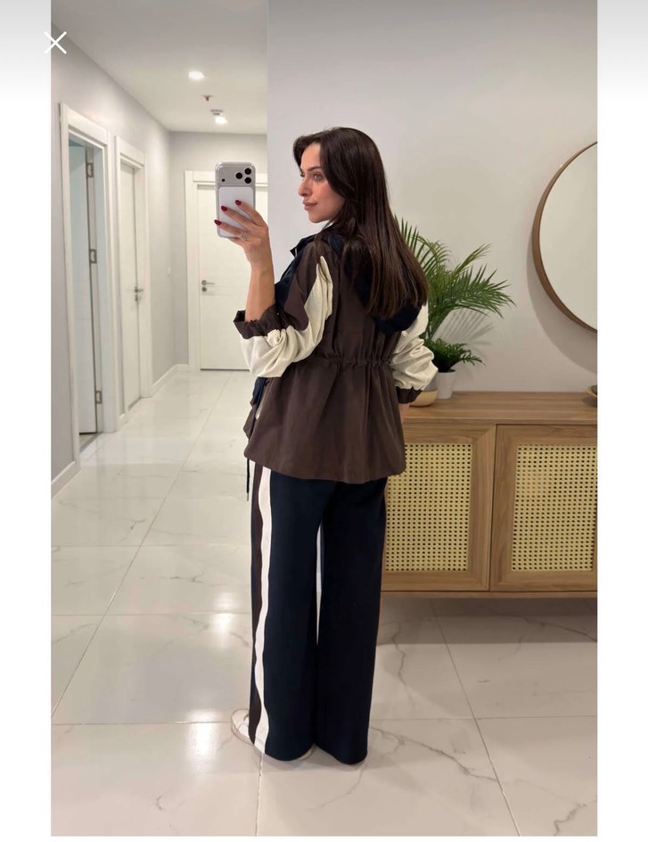 Kahverengi Deri Kemerli Kadın Eşofman Takımı - Görsel 2