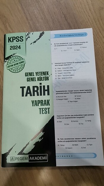 KPSS Tarih yaprak test Pegem Yayıncılık 
