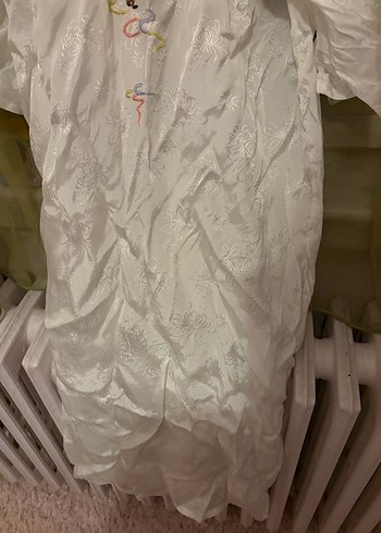 Nakışlı Beyaz Midi Kadın Sabahlık - Görsel 6