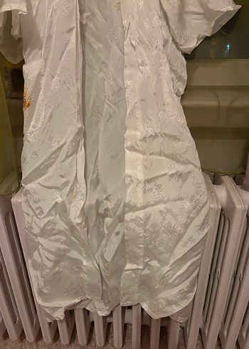 Nakışlı Beyaz Midi Kadın Sabahlık - Görsel 4