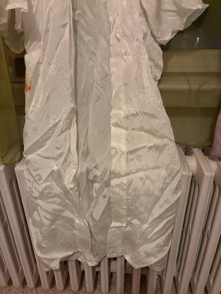 Nakışlı Beyaz Midi Kadın Sabahlık - Görsel 4