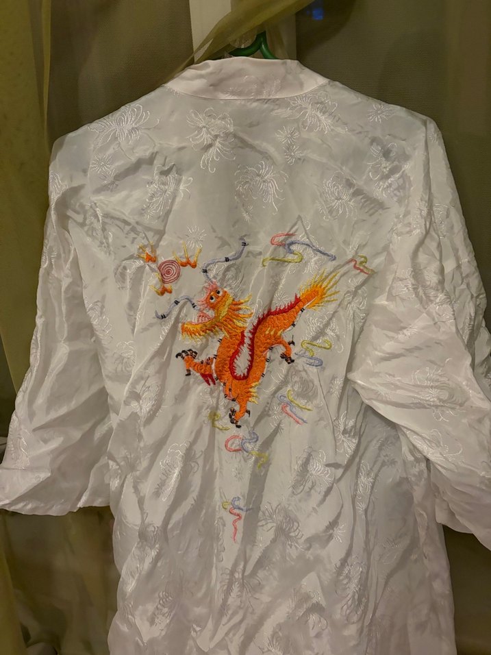 Nakışlı Beyaz Midi Kadın Sabahlık - Görsel 5