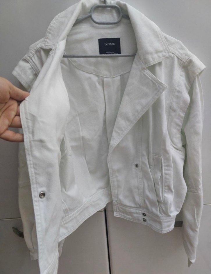 Beyaz Düğmeli Kadın Kot Ceket - Görsel 3