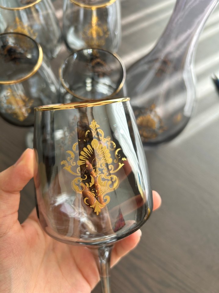 Gold Renkli Koyu Camlı Kadeh Seti - Görsel 3